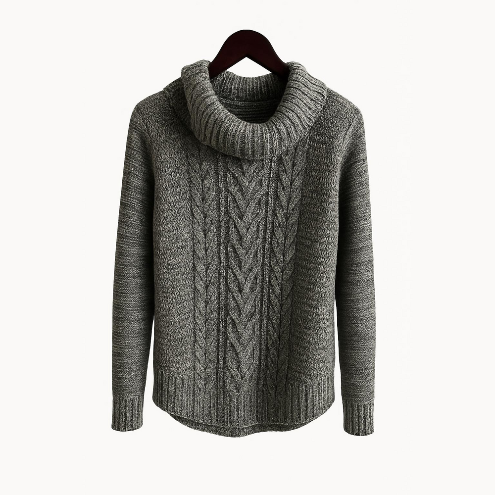 It's Our Time Gray Cable Knit Cowl Neck Sweater - Picture 1 of 2